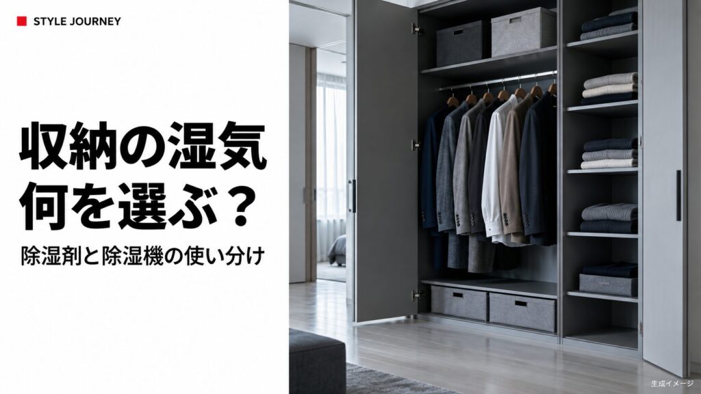 クローゼットの湿気対策。収納したジャケットとニットの生成イメージ