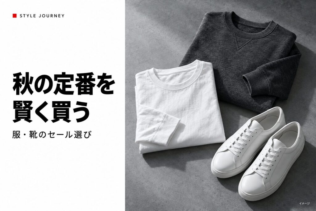 秋の服と靴の買い物を考える生成イメージ